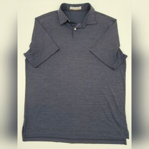 Peter Millar Navy Blue Featherweight Melange Performance Polo Golf UPF Large